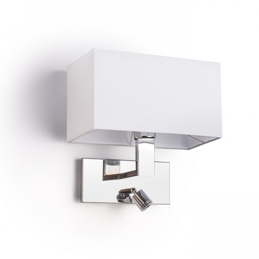 PLAZA nástěnná s LED bodovkou bílá chrom 230V E27 LED 42+3W  3000K