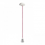 ELISA závěsná sada - bílá základna - červený kabel - chromová objímka E27 28W