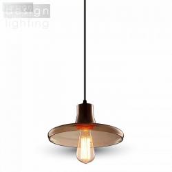 Lustr čisté sklo talíř s dřevěným držadlem