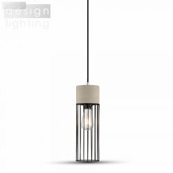 Lustr šedý válec s mřížkou