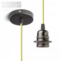 ELISA závěsná sada - černá základna+limetkový kabel+černý chrom objímka - E27 28W
