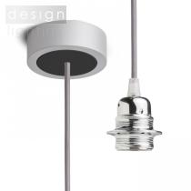HEX závěsná sada - stříbrnošedá základna+šedý kabel+chrom objímka+černý kryt - E27 28W